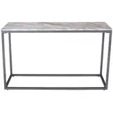 Wynn 50" Sofa Console Table in Solid Grey Marble & Iron
